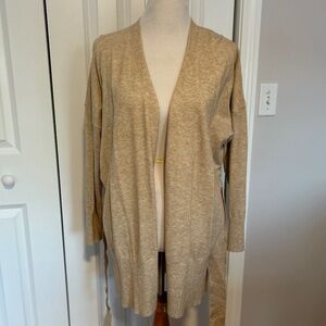 Long camel Beige  Cardigan Sweater Sz XL